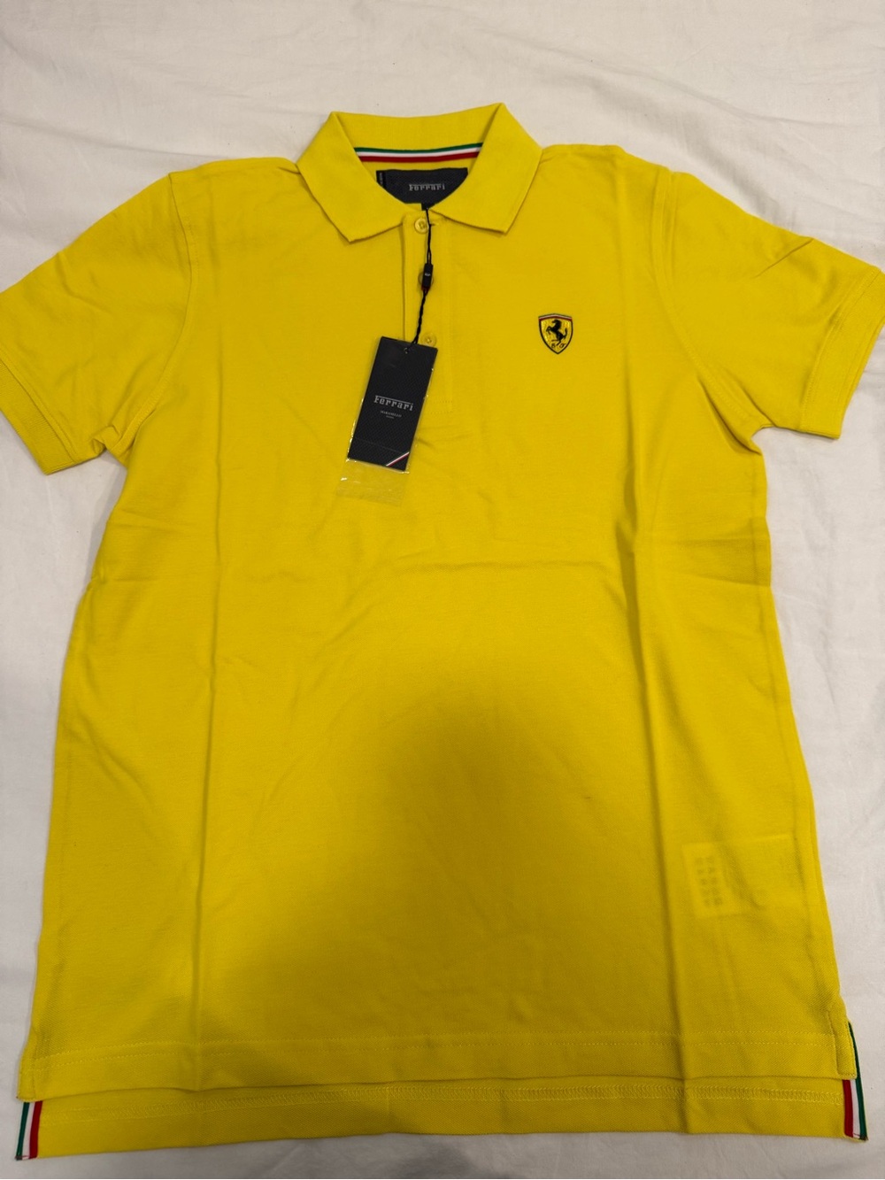 Ferrari Men's Bright Yellow Polo with Shield Logo